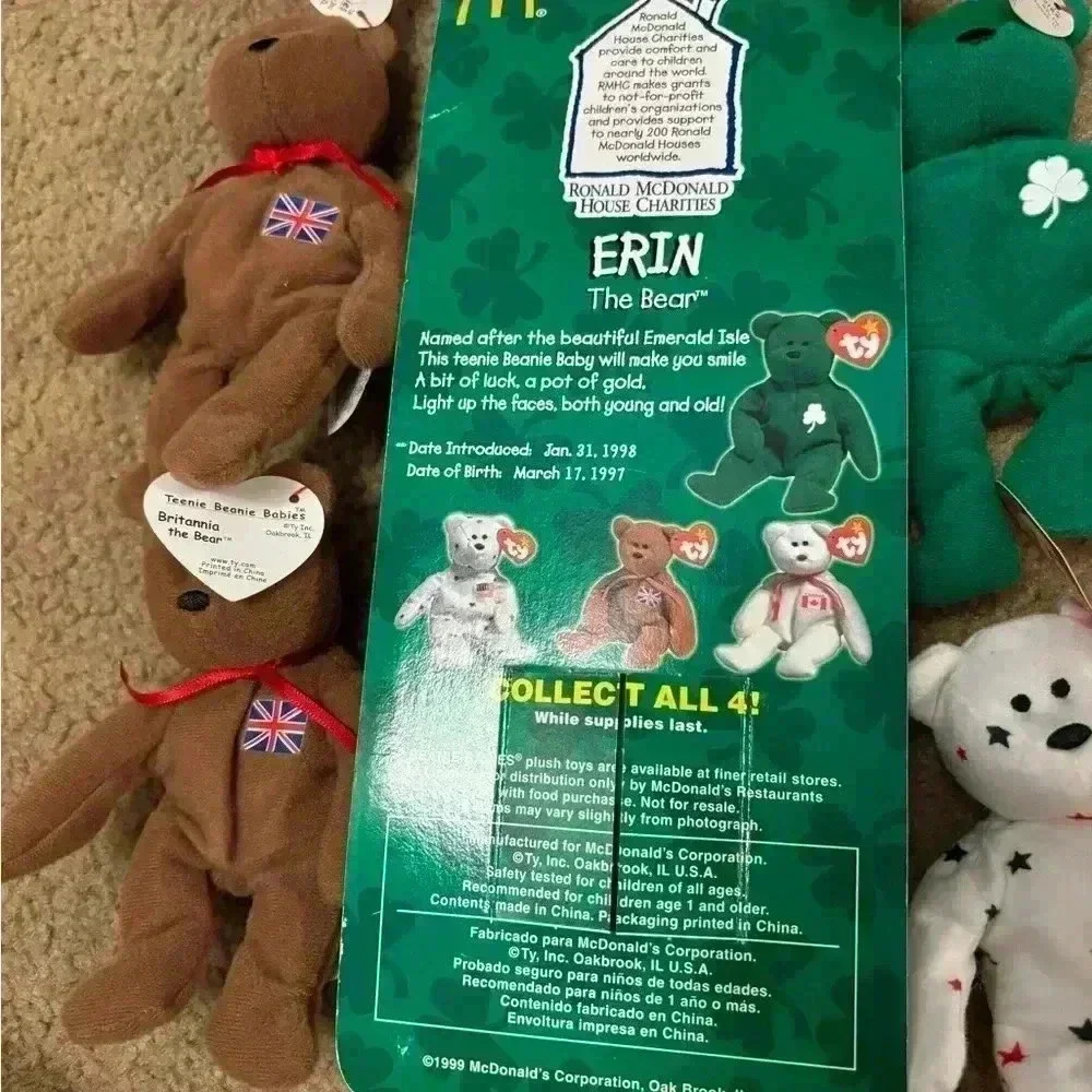 Lot Of 8 Small Beanie Babies Britannia, Erin, Maple, Glory The Bears - Picture 9 of 11